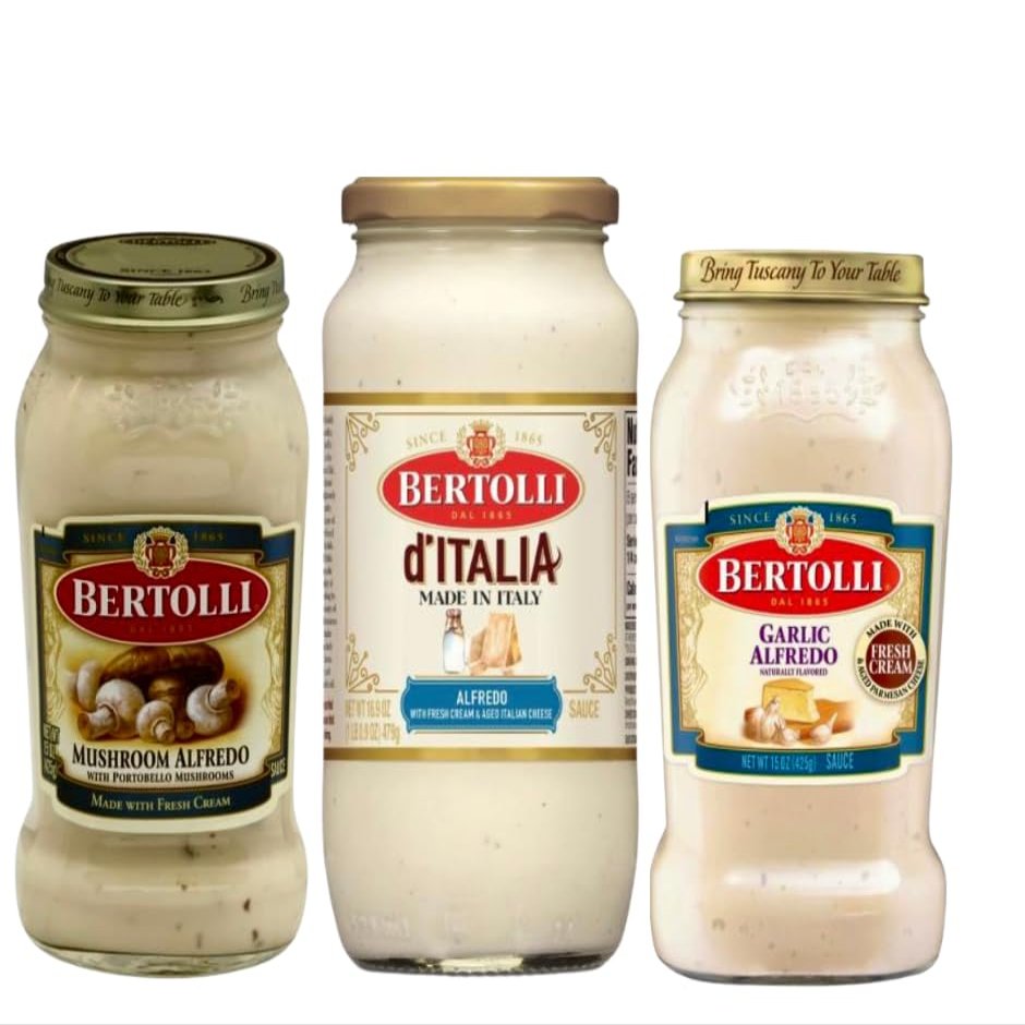 BERTOLLI 1 d'ITALIA Alfredo Sauce 16.9 oz + 1 Garlic Alfredo 15.0 oz + 1 Mushroom Alfredo 15.0 oz + XALEZ TM Gift Box