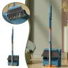 30'' Broom and Dustpan Set for Home with Scraping Teeth and Scraper, 180 Rotatable Long Handle Broom with Stand Up Dustpan Combo Set for Office Home Kitchen Lobby Floor, House Warming Gifts (Blue) view 3
