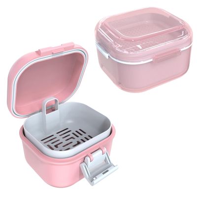 ARGOMAX Denture Cup for Soaking Dentures (Pink)+ Leak Proof Denture Bath Cup (Pink + White).