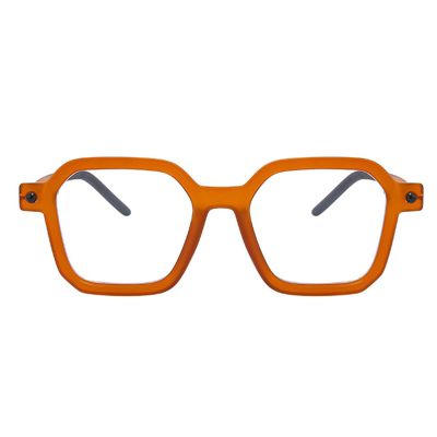 AOOLIA Reading Glasses for women Men Square Blue Light Blocking Glasses Filter UV Lightweight Readers with Spring Hinge (Orange, 3, x)
