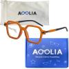 AOOLIA Reading Glasses for women Men Square Blue Light Blocking Glasses Filter UV Lightweight Readers with Spring Hinge (Orange, 3, x) view 2