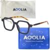 AOOLIA Reading Glasses for women Men Square Blue Light Blocking Glasses Filter UV Lightweight Readers with Spring Hinge (Black-Tortoise, 1.75, x) view 2