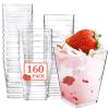 Eupako 160 Pack 5 OZ Plastic Mini Dessert Cups - Clear Small Parfait Cups, Square Appetizer Cups for Fruit, Pudding, Mousse, Ice Cream, Party, Wedding, Valentine's Day view 1