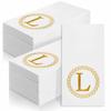 100 Gold Monogram Disposable Napkins - Letter L Hand Towels Decorative, Dinner Napkins for Guest, Monogrammed Hand Towels for Bathroom Wedding Birthday Party Baby Shower view 1