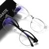 AOMASTE Blue Light Blocking Glasses Vintage Half Frame UV Clear Lens Anti Eyestrain Computer Gaming Glasses for Women Men (E-matte Black Silver+crystal Silver) view 1