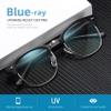 AOMASTE Blue Light Blocking Glasses Vintage Half Frame UV Clear Lens Anti Eyestrain Computer Gaming Glasses for Women Men (E-matte Black Silver+crystal Silver) view 2