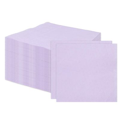 100 pcs 2-Ply Purple Napkins Folded 5 x 5 inch Disposable Cocktail Napkins Paper Napkins for Dinner Wedding Party Beverage Napkins
