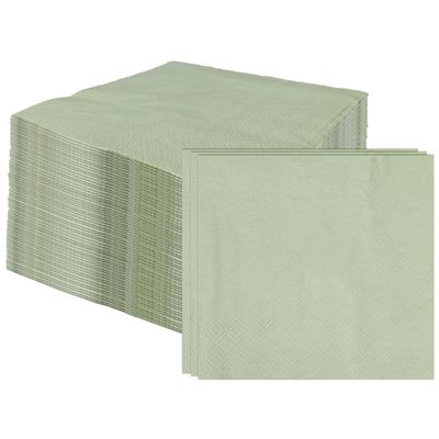 100 Pcs 2-Ply Sage Green Napkins Folded 5 x 5 inch Disposable Cocktail Napkins Paper Napkins for Dinner Wedding Party Beverage Napkins