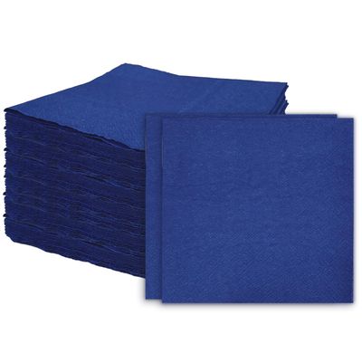 100 pcs 2-Ply Navy Blue Napkins Folded 5 x 5 inch Disposable Cocktail Napkins Paper Napkins for Dinner Wedding Party Beverage Napkins