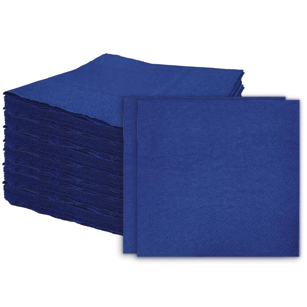 100 pcs 2-Ply Navy Blue Napkins Folded 5 x 5 inch Disposable Cocktail Napkins Paper Napkins for Dinner Wedding Party Beverage Napkins
