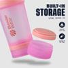 BlenderBottle Shaker Bottle with Pill Organizer and Storage for Protein Powder, Classic V2 ProStak System, 22-Ounce, Pink view 2