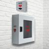 ISOP AED Storage - AED Cabinet Gray + Sign | Wall-Mounted Box | Aluminium Outdoor Indoor Defribillator Cabinet - Survival Kit | Emergency Equipment | Wall Mounted Rescue Equipment | Caja para DAE view 1