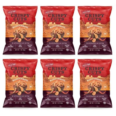 Field Trip Gluten Free Pork Rinds, Paleo and Keto Friendly Airy Puffs, Crunchy High Protein Snacks, Low Carb Snack from Back Pork Skins, 1oz Bag, 6 Pack, Sweet Chipotle