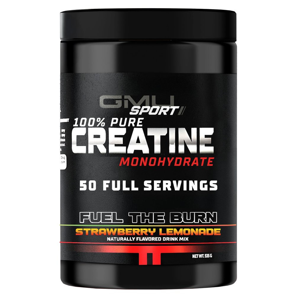 GMU SPORT - Flavored Creatine Monohydrate Powder for Men and Women - Pure Creatine Powder for Muscle Growth, Enhanced Performance and Increased Strength - Creatine Strawberry Lemonade Supplement