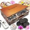 SereneLife Hot Stones Massage Set with Warmer - Warm Round Basalt Stone Pack Heated Body Massaging Kit w/Portable Electric Heater Bag 12 Large Small Rock, Digital Controller view 1