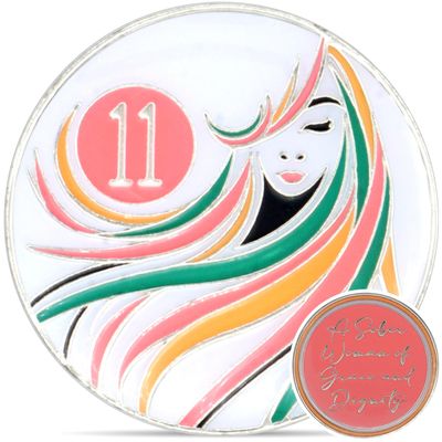 11 Year Sobriety Coin | A Sober Woman Triplate AA Chip | Glow in The Dark Anniversary Token Recovery Gift for Women