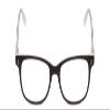 Calabria Ernest 4617 Cat Eye Reading Glasses +0.50 Matte Black Crystal Clear Layered Silver Studs Men Women 52mm view 3