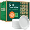 100% Compostable Paper Plates 10 Inch Bulk [500 Count] Heavy-Duty Dinner Plates - Natural White Color Unbleached Bagasse - Eco-Friendly Disposable Biodegradable Sugarcane Plates - [Case 4/125 Pack] view 1