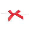 10 Little 3 inch Bright Red Soft Satin Small Christmas Ribbon Ornament Gift Bows with Silver Twist Wire Tie view 1