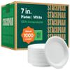 100% Compostable Paper Plates 7 Inch [1000 Count] Heavy-Duty Dessert Plates - Natural White Color Unbleached Bagasse - Eco-Friendly Disposable Biodegradable Sugarcane Plates - [Bulk Case 8/125 Pack] view 1