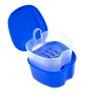 Genco Dental Denture Case, Denture Box with Strainer, Night Cleaner Denture Bath Box for Retainer, Mouthguard, False Teeth, and Denture Cleaning (Dark Blue) view 1