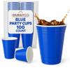 Blue Disposable Plastic Cups [100 Pack 16 oz.] Party & Fun Pong Cups - Durable Cups for Water, Beer, Booze, Smoothie, Games - Large Cold Drink Cups view 1