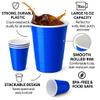 Blue Disposable Plastic Cups [100 Pack 16 oz.] Party & Fun Pong Cups - Durable Cups for Water, Beer, Booze, Smoothie, Games - Large Cold Drink Cups view 2