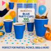 Blue Disposable Plastic Cups [100 Pack 16 oz.] Party & Fun Pong Cups - Durable Cups for Water, Beer, Booze, Smoothie, Games - Large Cold Drink Cups view 3