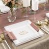 10.75" inch Square Plastic Plates Heavy Duty Plastic Hanukkah Dinner Plates with White Gold Chanukah Design Hanukkah Party Disposable Charger Plate China Like Plastic Salad Plate Chanuka (84) view 3