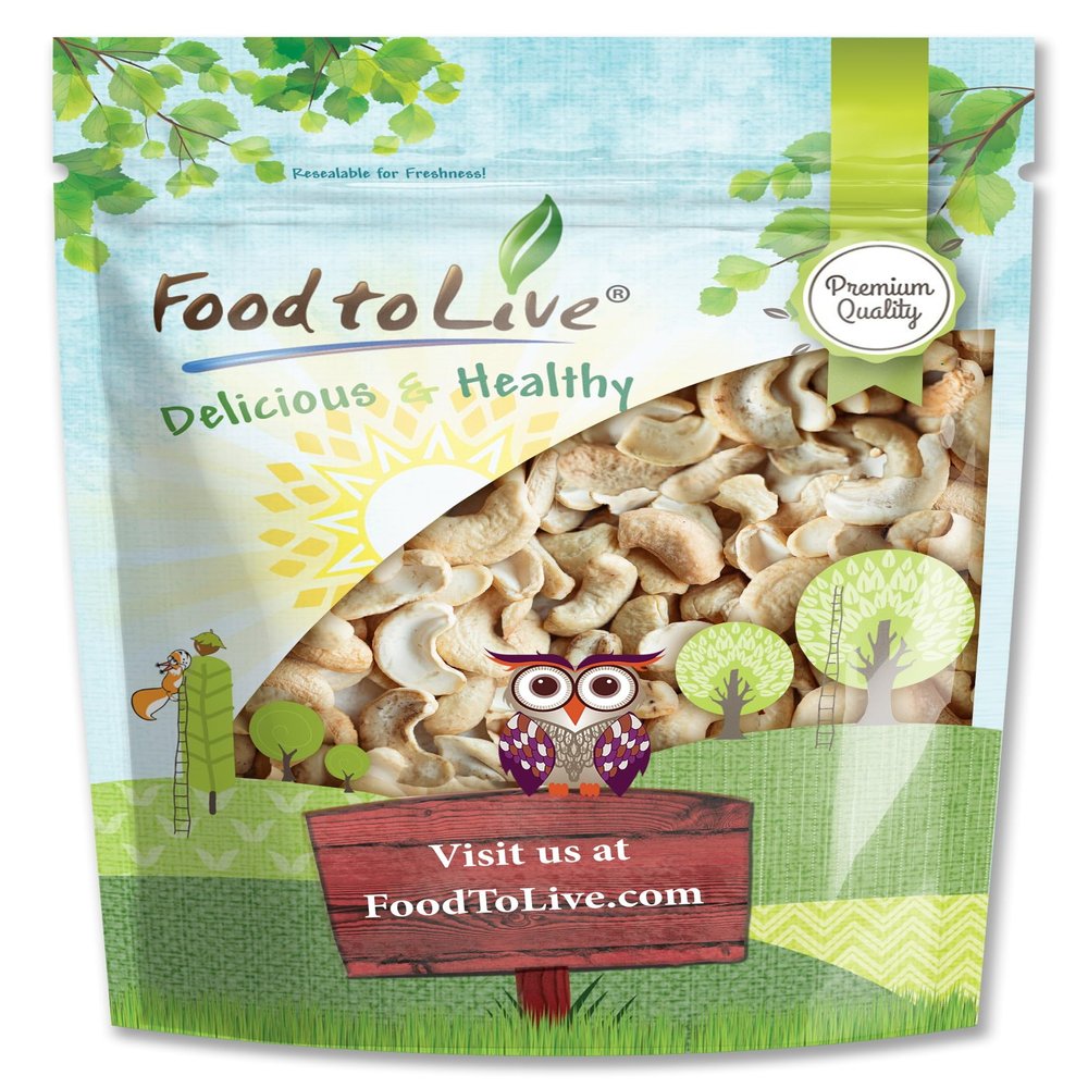 Food to Live Cashew Pieces, 5 Pounds Kosher, Raw, Vegan, Paleo Friendly, Unsalted, Unroasted, Bulk, Rich in Selenium, Zinc, Magnesium, Proteins, and Antioxidants