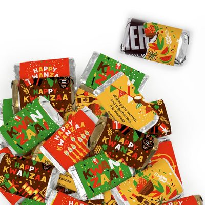 34 Pcs Kwanzaa Candy Party Favors Miniatures Chocolate - No Assembly Required - Festive Pattern