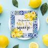 80Pcs Lemon Cocktail Paper Napkins Disposable She Found Her Main Squeeze Decorative Napkins Blue Tiles Print Beverage Napkin for Dinner Wedding Birthday Supplies, 5 x 5 Inch view 4