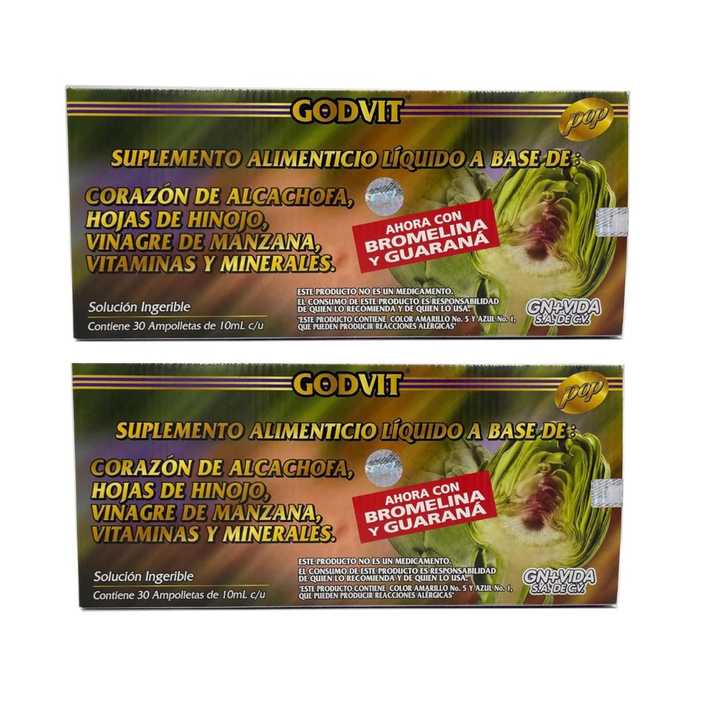2 Pack de Alcachofivida con 30 Ampollas de Plstico. 60 Unidades de Alcachofivida.10.14 oz.