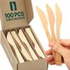100% Bamboo Utensils - Carbonized Disposable Cutlery Biodegradable and Sanitized - Heavy Duty & Fully Functional (Knife - 100) view 1