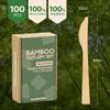 100% Bamboo Utensils - Carbonized Disposable Cutlery Biodegradable and Sanitized - Heavy Duty & Fully Functional (Knife - 100) view 2