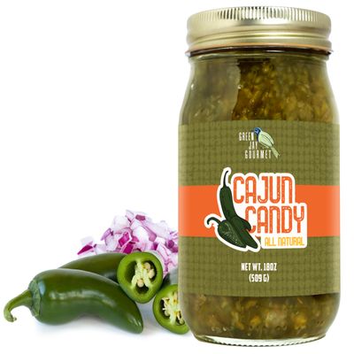 Green Jay Gourmet Relish - Cajun Candy Relish - Sweet And Spicy Candied Jalapeno Relish & Spread - USA Made - For Burgers, Hot Dogs, Nachos & More - Gluten-Free, No MSG & Small-Batch - 16 Ounces