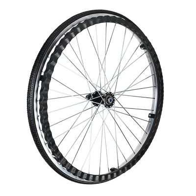 22 Inch Solid Rear Tire Wheel Replacement, Non-Slip Puncture Proof Polyurethane Solid, Integrally Formed Solid Tires Wheelchair Rear Wheels, with Bearing (24inch, 2PCS) ( Color : Black , Size : 24Inch