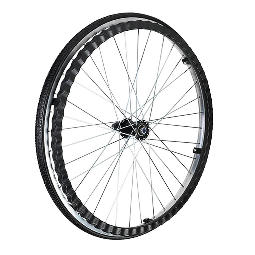 22 Inch Solid Rear Tire Wheel Replacement, Non-Slip Puncture Proof Polyurethane Solid, Integrally Formed Solid Tires Wheelchair Rear Wheels, with Bearing (24inch, 2PCS) ( Color : Black , Size : 24Inch