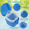 Denture Case Denture Bath Box False Teeth Storage Box with Rinsing Basket Portable False Teeth Storage Case Orthodontic Dental Retainer Box for False Teeth Storage Soaking Cleaning (Navy Blue) view 3