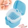 SAEHAEYEE Denture Case Denture Bath Box False Teeth Storage Box with Rinsing Basket Portable False Teeth Storage Case Orthodontic Dental Retainer Box for False Teeth Storage Soaking Cleaning (Wathet) view 2