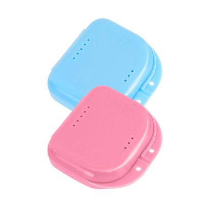 Denture Case, 2Pcs Denture Bath Case Cup Box Holder Storage Soak Container, Mouth Guard Case Cleaner Denture Bath Box for Retainer, Mouthguard, False Teeth, and Denture Cleaning