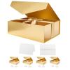 HAPPY POTATO 5 Large Gift Boxes with LIds and Ribbon 11.5x8.1x3.8 Inches, Bridesmaid Proposal Boxes, Gold Gift Boxes for Presents (Glossy Gold, Pack of 5) view 1