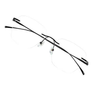 VisionGlobal Pure Titanium Frame for men/women Blue Light Blocking,Hand-set Diamond Fashion Glasses (Black Clear, 3.00 Magnification)