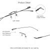 VisionGlobal Pure Titanium Frame for men/women Blue Light Blocking,Hand-set Diamond Fashion Glasses (Black Clear, 3.00 Magnification) view 2