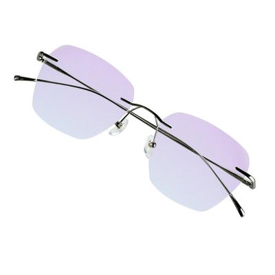VisionGlobal Pure Titanium Frame for men/women Blue Light Blocking,Hand-set Diamond Fashion Glasses (Grey Purple, 2.00 Magnification)