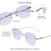 VisionGlobal Pure Titanium Frame for men/women Blue Light Blocking,Hand-set Diamond Fashion Glasses (Grey Purple, 2.00 Magnification) view 2