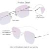 VisionGlobal Pure Titanium Frame for men/women Blue Light Blocking,Hand-set Diamond Fashion Glasses (Sliver Pink, 1.00 Magnification) view 2