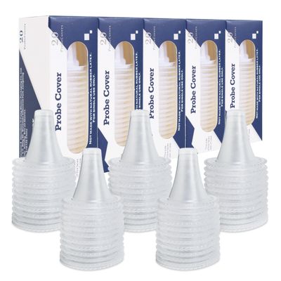 100 Count Ear Thermometer Probe Covers, Disposable Lens Filters Compatible with All Braun Ear Thermometer Models, Refill Caps