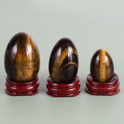 Undrilled Yoni Egg Set Undrill Yoni Egg 3 Pcs/Set Natural Massage Crystal Rose Quartz Ball Kegel Exercise Massager,Tiger Eye