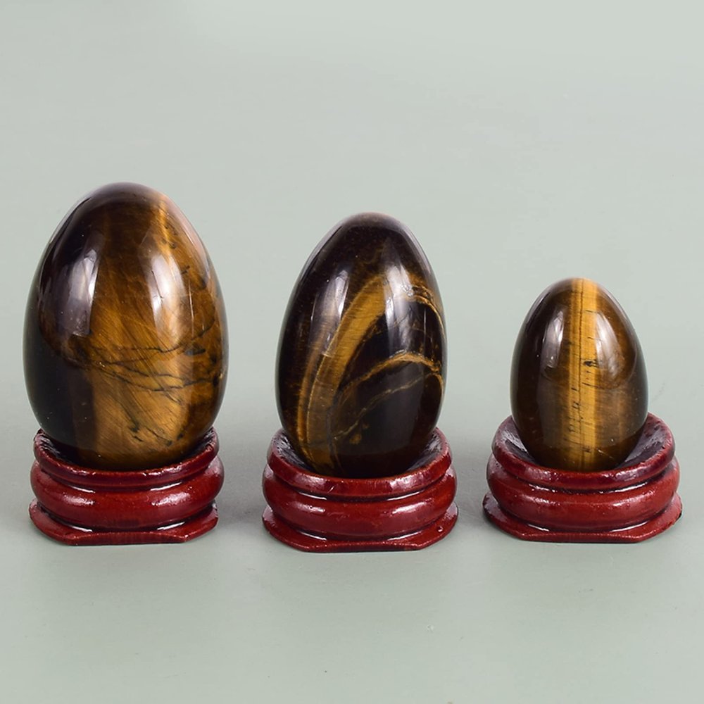 Undrilled Yoni Egg Set Undrill Yoni Egg 3 Pcs/Set Natural Massage Crystal Rose Quartz Ball Kegel Exercise Massager,Tiger Eye